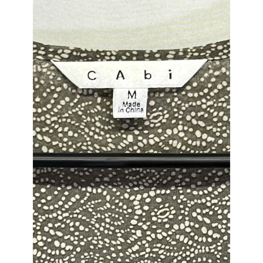 Cabi Sheer Printed Sleeveless Vest Brown/Tan‎ Front Clasp Lagenlook Tunic Medium